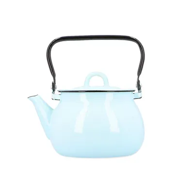 Produktbild von Emajlo Olkusz | Emaille-Wasserkessel 2,5 l – Pastellblau – Traditionelle Teekanne für heiße Getränke