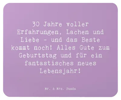 Produktbild von Mr. & Mrs. Panda Mouse Pad Spruch 30. Geburtstag - Lavendeltraum - Geschenk, personalisierte Geschenke, Zukunft, runder, Meilenstein, mousematte, Mauspad, Happy Birthday