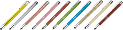 Produktbild von 10 Touchpen Kugelschreiber aus Metall / 10 verschiedene Farben