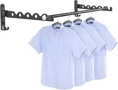 Produktbild von Famanu Wandkleiderack 90° Drehbar für Badezimmer und Schlafzimmer - 2 Stück + Stange