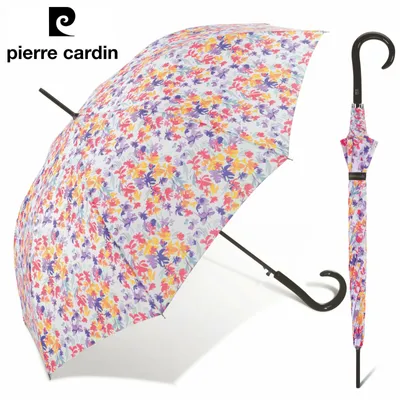 Produktbild von Pierre Cardin Damen Automatik Regenschirm Stockschirm Fleur Printanière beige