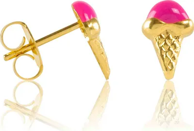 Produktbild von Chirurgenstahl Ohrstecker vergoldet Eiscreme in pink Studex Sensitive