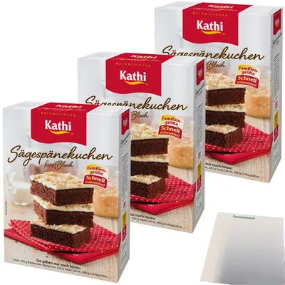 Produktbild von Kathi Backmischung Sägespänekuchen fürs Blech 3er Pack (3x680g Packung) + usy Block