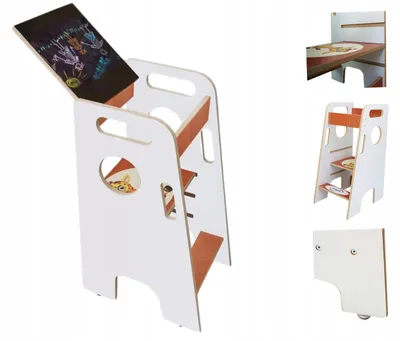 Produktbild von Skyline Kinder-Küchenhelfer weiß-braun 86cm Tafel 3-in-1