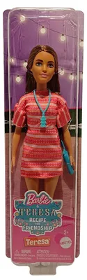 Produktbild von Barbie und Teresa Rezept für Freundschaft Teresa-Modepuppe mit unverkennbarem Outfit und Accessoires, Modepuppe, Weiblich, 3 Jahr(e), Mädchen, 305 mm, 97 g