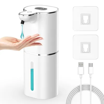 Produktbild von Seifenspender Automatisch 380ml mit Sensor, Wandmontage, USB Wiederaufladbar, LCD Anzeige, IPX5 Wasserdicht, Weiß