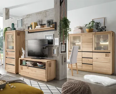 Produktbild von Wohnzimmer Set 4-teilig modern in massiver Eiche WINCHESTER-69