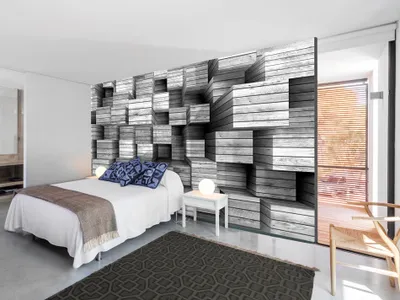 Produktbild von Vlies Fototapete 400x280 cm Tapeten Wandtapete XXL Holz geometrisch 3D f-A-0456-a-c
