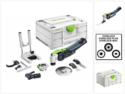 Productafbeelding van Festool OSC 18 E-Basic Set accu-oscillator 18 V Starlock Max ( 576592 ) borstelloos + 7-delige accessoire set + Systainer - zonder accu, zonder oplader ( opvolger van 574849 )