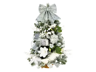 Produktbild von Dekorierter künstlicher Weihnachtsbaum WHITE MELODY 60 cm mit LED-Beleuchtung IN FLOWER
