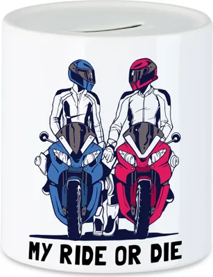 Produktbild von My Ride Or Die Spardose Motorrad Motiv Motorradfahrer Moped Motorradfahrerin Motorradtour Bike Pärchen Speed Straße