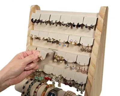 Produktbild von Schmuckständer Schmuckhalter Ohrringeständer mit 24 Metalplättchen und Stange