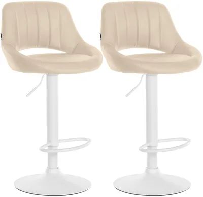 Produktbild von CLP 2er Set Barhocker Milet Kunstleder höhenverstellbar drehbar mit Rückenlehnen creme Material Gestell Metall matt weiss