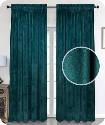 Produktbild von Unyqoos® Verdunkelnder Samtvorhang 140x145 cm, Petrolblau, 100% Polyester – blickdicht, eingenähter Stangendurchzug mit Faltenband, waschbar 30°C