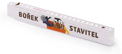 Obrázek produktu pro Metrie | Block 52 Skládací metr, s potiskem Bořek stavitel s nářadím | 2 m