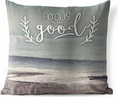 Produktbild von MuchoWow® Outdoor Kissen - Konzentriere dich auf das Gute" - Sprüche - Zitate - 50x50 cm - Wetterfest - Lounge Kissen - Komfortabel - Kissen mit Bild