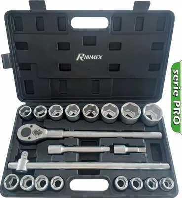 Image de Coffret poids lourd 21 pièces à douilles 6 pans - RIBIMEX - PRKOUT21PL