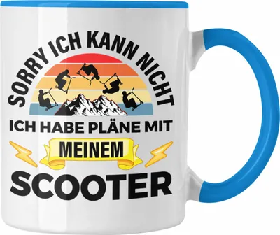 Produktbild von Trendation - Scooter Roller Fahrer Geschenk Tasse Scooterfahrer Geschenkidee Scooting Geschenkidee Jungs Profi Scooterfahrer Pro Grafik Stunts (Blau)