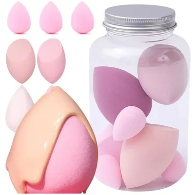 Produktbild von Set mit 7 Make-up-Schwämmchen und einem Behälter für Foundation-Schwämmchen