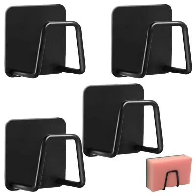Image de Lot de 4 supports autocollants pour éponges de cuisine, accessoires pour évier, crochets autocollants, 5 x 5 x 3,2 cm, supports pour éponges, cuisine, évier, crochets, supports pour éponges, supports pour éponges, cuisine