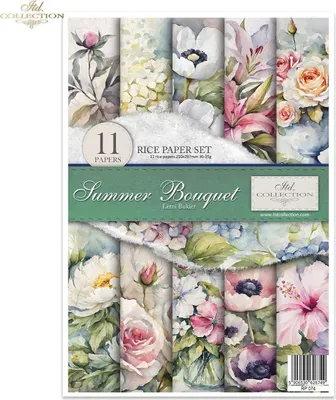 Produktbild von Reispapier-Set A4 für Decoupage – RP074 – Summer Bouquet – ITD Collection
