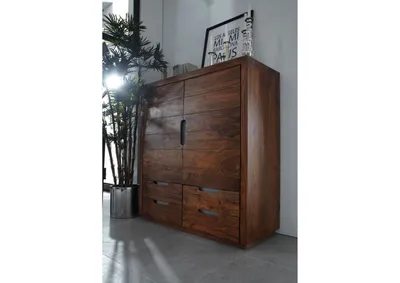 Produktbild von MASSIVMOEBEL24 Highboard Sheesham 120x50x130 walnuss lackiert DUKE #117