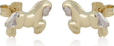 Produktbild von Paar 585 14 Karat Gelbgold Pferd Kinder Ohrstecker Ohrringen Damen Mädchen 4940