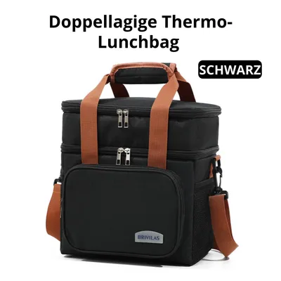 Produktbild von Doppellagige Thermo-Lunchbag – Isolierte Kühltasche 25L, Auslaufsicher & Wasserdicht – Große Kapazität für Arbeit, Schule, Picknick & Reisen – Schwarz
