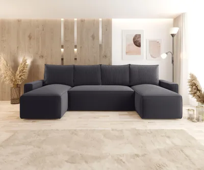 Produktbild von CORNERO Ecksofa mit Schlaffunktion HAVANA in U-Form Sofa mit Schlaffunktion und Bettkasten EckcouchWohnlandschaft in U-Form Grau
