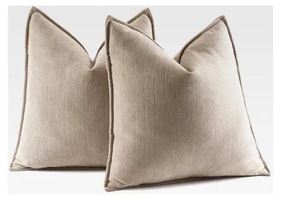 Produktbild von 2er Kissenbezug 50x50 Beige Chenille Kissenhüllen für Sofakissen