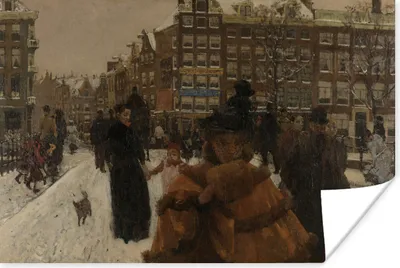Produktbild von MuchoWow® Poster Die Singelbrücke in der Paleisstraat in Amsterdam - Gemälde von George Hendrik Breitner 180x120 cm - Fotoplakat
