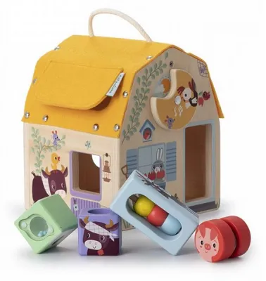 Imagen del producto de Casa de madera Lilliputiens para descubrir sonidos y formas, juguete de granja