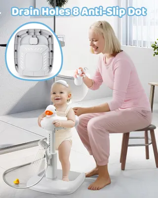 Obrázok produktu pre Stojan na detskú vaničku výškovo nastaviteľný, so sedadlom, dizajn kačice, pre kúpanie detí