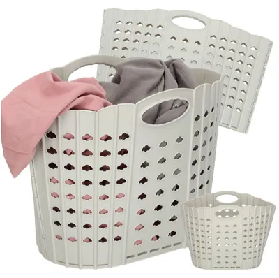 Immagine prodotto di Cesto portabiancheria pieghevole organizer da bagno grigio