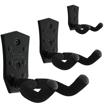 Immagine prodotto di Supporti a parete per chitarre, set da 3 - Portachitarre in metallo nero per chitarre acustiche ed elettriche