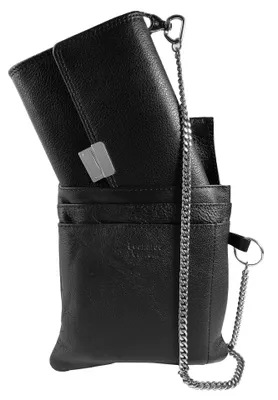 Produktbild von Leonardo Verrelli, Echtleder Kellner-Geldbörse, mit Tasche u. Kette, Tuck Lock-Verschluss, klein, sc