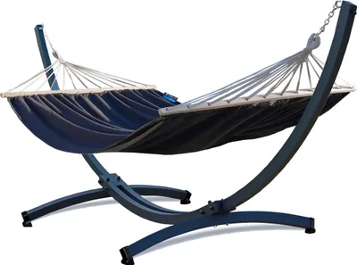 Produktbild von Potenza Outdoor Hängematte mit Tytan Gestell für 2 Personen I Stabhängematte XXL 220x160, 200kg I Hängemattengestell 350 kg Wetterfest
