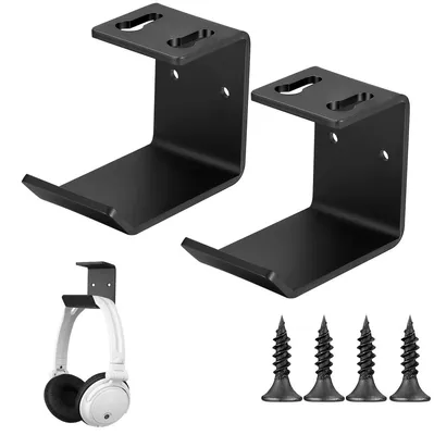 Produktbild von Kopfhörerhalter Kopfhörerständer Headset-Halter - Wandmontage - Mit Kabelmanagement - Schwarz - 2 Stück