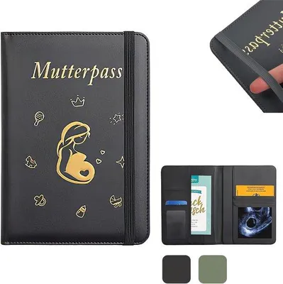 Produktbild von Famanu Beschützhülle für Mutterpass aus Kunstleder - mit 9 Fächern - schwarz