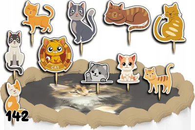 Produktbild von Kuchendekorationsset - TIERE KATZEN 10 Stück.