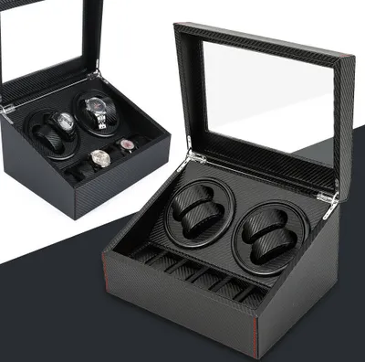 Obrázek produktu pro 4 + 6 hodinek Automatické hodinky Winder Watch BoxPolyuretanWatchwinder Watch Case Watch Retention Black