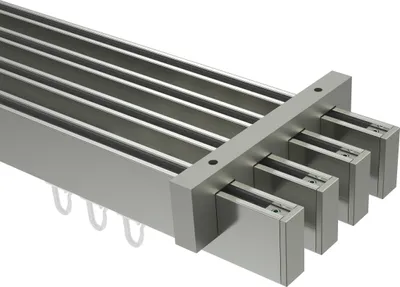 Produktbild von Interdeco Innenlaufstange / Gardinenstange mit Innenlauf Edelstahl-Optik, Typ Smartline Paxo (Kappe), 14x35 mm 4-läufig, 480 cm