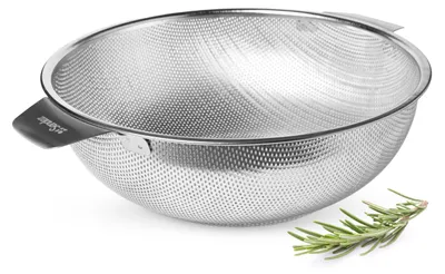 Produktbild von Edelstahl Küchensieb 28 cm Fein Sieb Nudelsieb Abgießsieb 2 Griffe Seiher Matt
