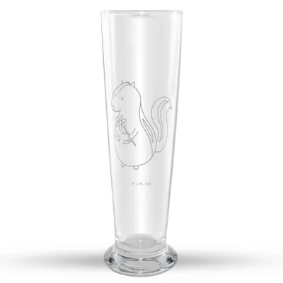 Produktbild von Mr. & Mrs. Panda Bierglas Stinktier Blume - Transparent - Geschenk, Raubtier, Träume, Dreams, Bier Glas, Weißbierglas, Tagträumer, Weizen, Weizenbier, Skunk