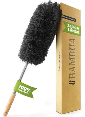 Image de Balai plumeau télescopique - Microfibre - 240 cm - Manche en bambou