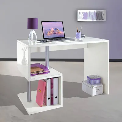 Produktbild von Bürotisch Schreibtisch modernes Design hochglanzweiß 100x50cm Esse 2