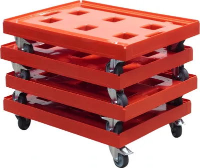 Produktbild von 4 Stück Transportroller Gigant 800 x 600 mm Typ B-F - 2 Bremsen und Lenkrollen