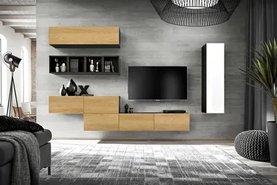 Produktbild von DESIGN Wohnwand BRIKS 4-B Schrankwand Anbauwand grifflos erweiterbar zerlegt