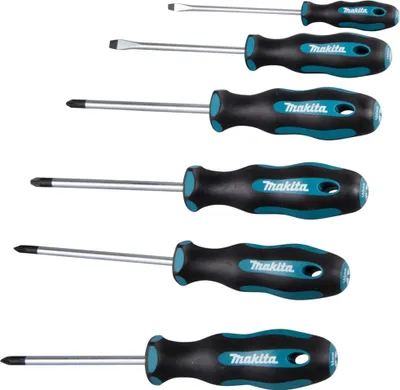 Image de Makita E-10528 Jeu de tournevis 6 pièces SL4 / SL5,5 / PH1 / PH2 / PZ1 / PZ2