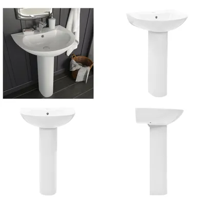 Produktbild von vidaXL Freistehendes Waschbecken mit Säule Keramik Weiß 520x440x190 mm - Becken - Waschbecken - Waschplatz - Waschplätze